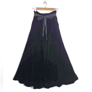 Vintage Well Bred Bonwit Teller Velvet Full Long Skirt With Sash Black Women's 8